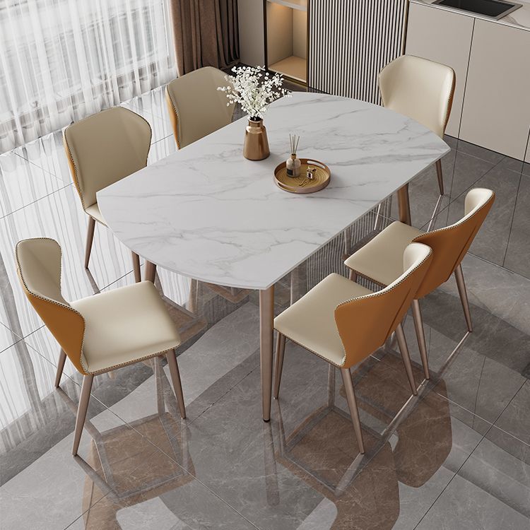 Metal and Slate Table Contemporary Style Home Retractable Round Dining Table