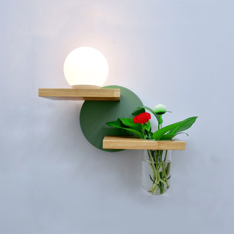 1-Licht geometrische Wandleuchten moderne einfache Style Holzwandbeleuchtung in braun und grün