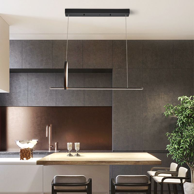 Idées d'éclairage d'île linéaire de forme moderne