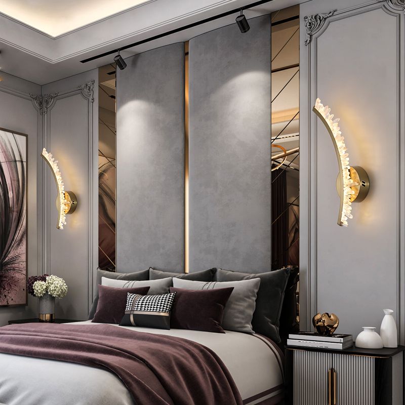 Modern Style Wall Lamp Crystal Gold Wall Sconce Lighting for Bedroom