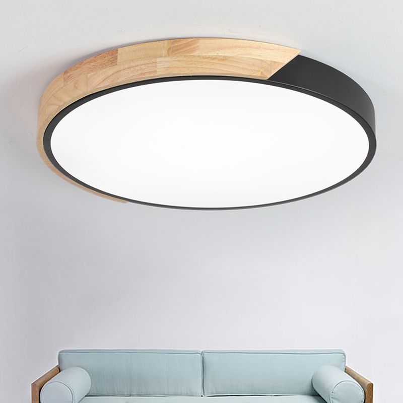Plafonnier LED de forme ronde macaron fer moderne 1 lumière encastré pour salon