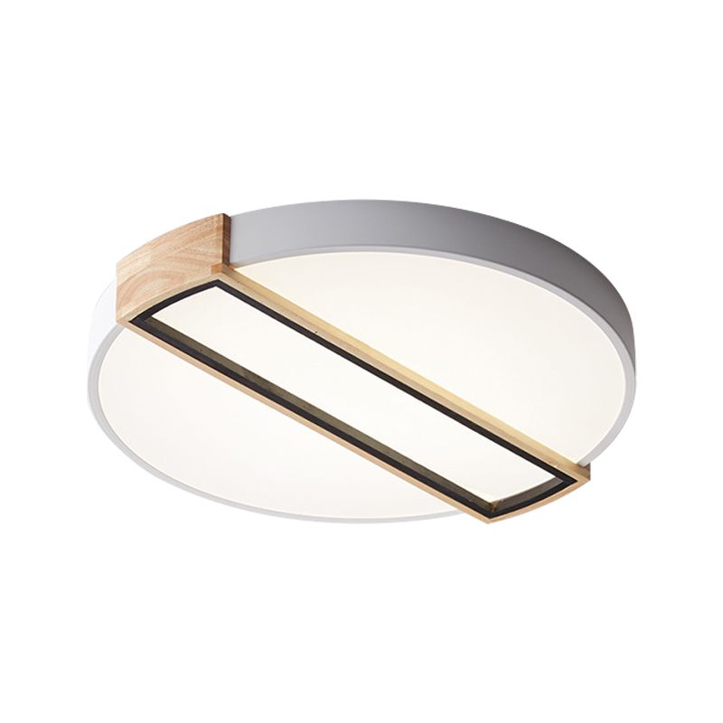 16"/19.5" Wide Nordic LED Flushmount White/Grey/Green Spliced Round Ceiling Mount Light with Acrylic Shade