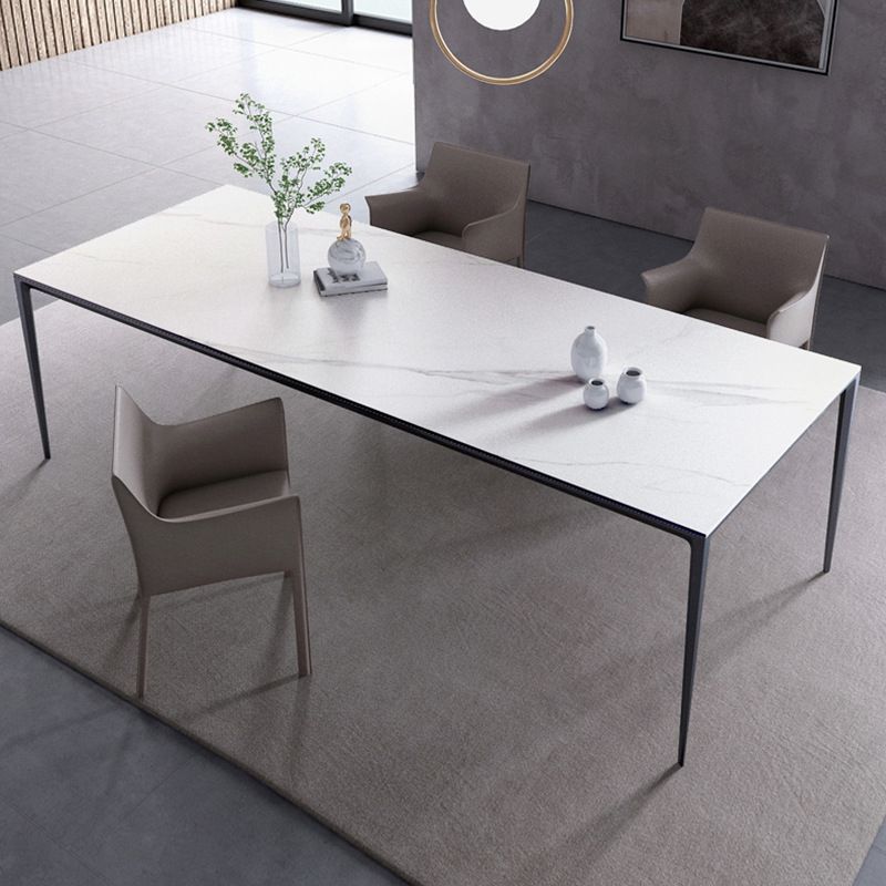 Mid-Century Dining Room Table Rectangle Stone Dinette Table for Home