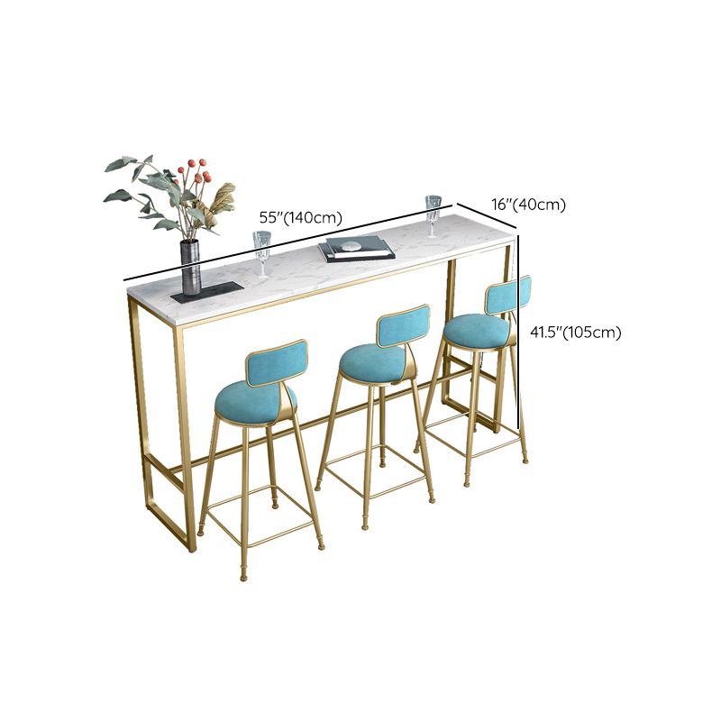 Modern Bar-height Table Faux Marble Top Pub Table with Gold Base
