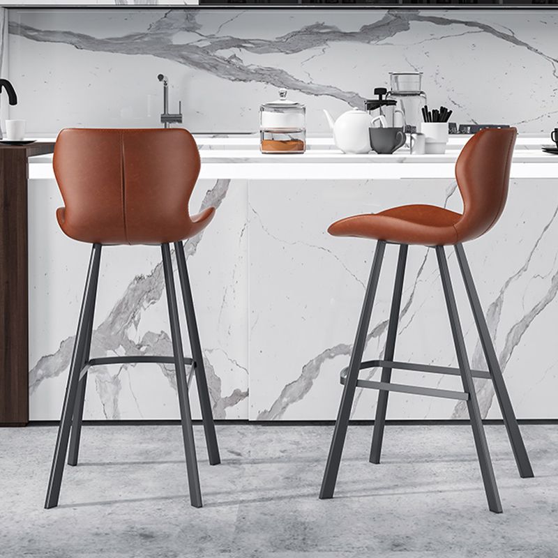 Modern Leather Bar Stool Low Back Footrest Counter Stool for Bristol
