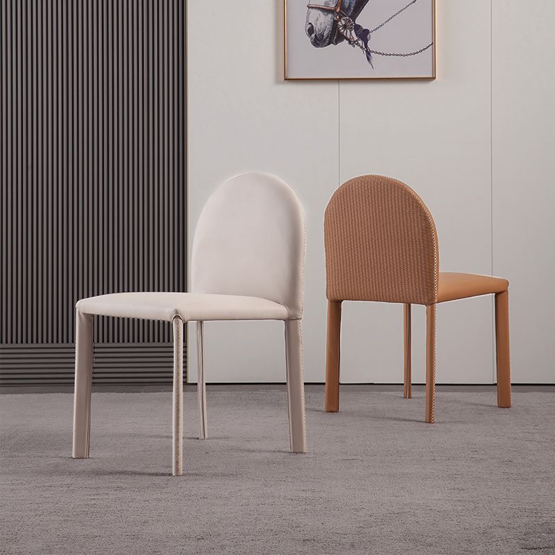 Minimalist Style Solid Back Armless Dining Chairs Leather Dining Chairs for Home