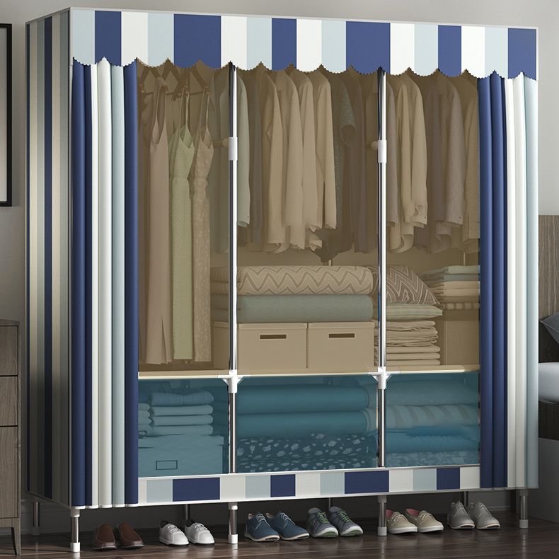 Modern Style Wardrobe Closet Metal Frame Wardrobe Armoire with Shelves