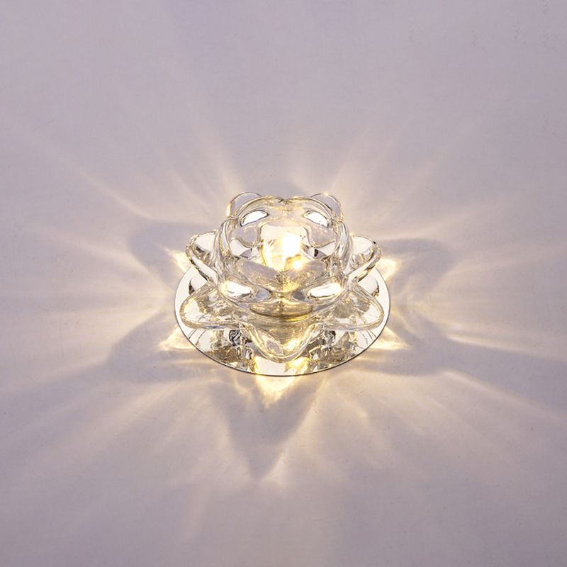 Projecteur Lotus LED Ceiling Fixture Modern Clear Crystal Living Room Flush Mount Lighting