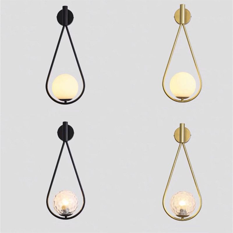 Modern Creative Globe Wall Lamp Wrought Iron Indoor Wall Light with Glass Shade
