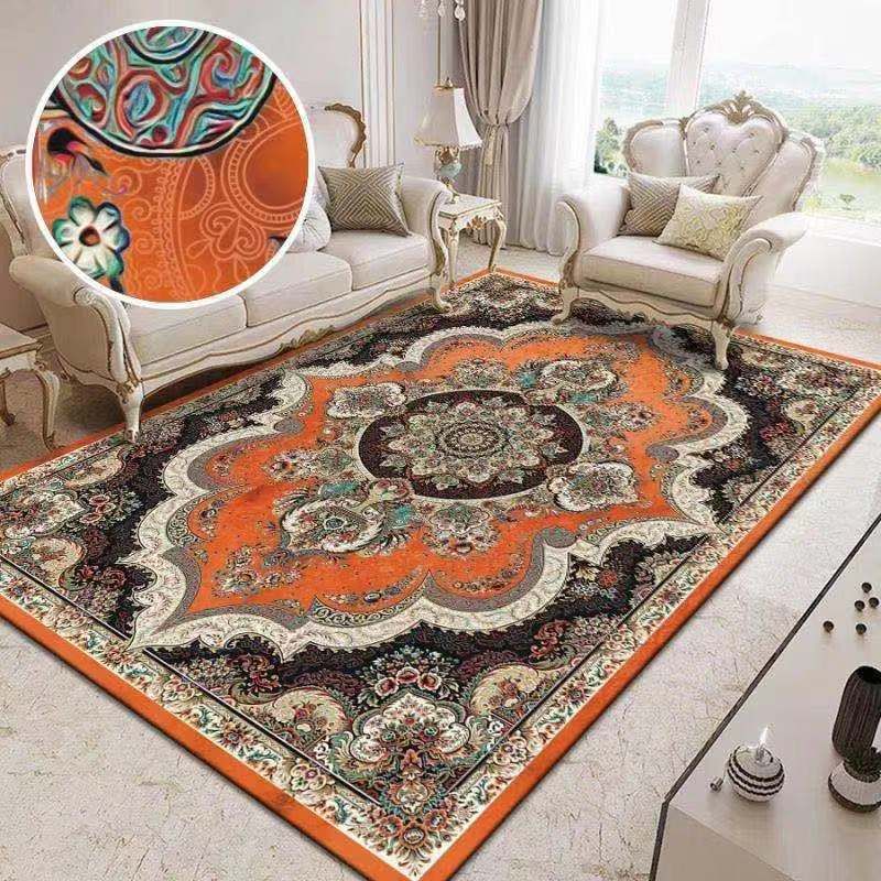 Shabby Chic Medallion Print Rug Polyester Area Rug Stain Resistant Indoor Carpet for Living Room