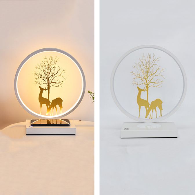 Modern Style Circle Shape Table Light Metal 1 Light Nightstand Lamps for Bedside