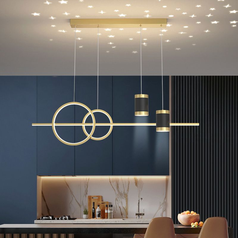 Modern Style Geometric Hanging Pendant Lights Metal 5 Light Pendant Light Fixtures