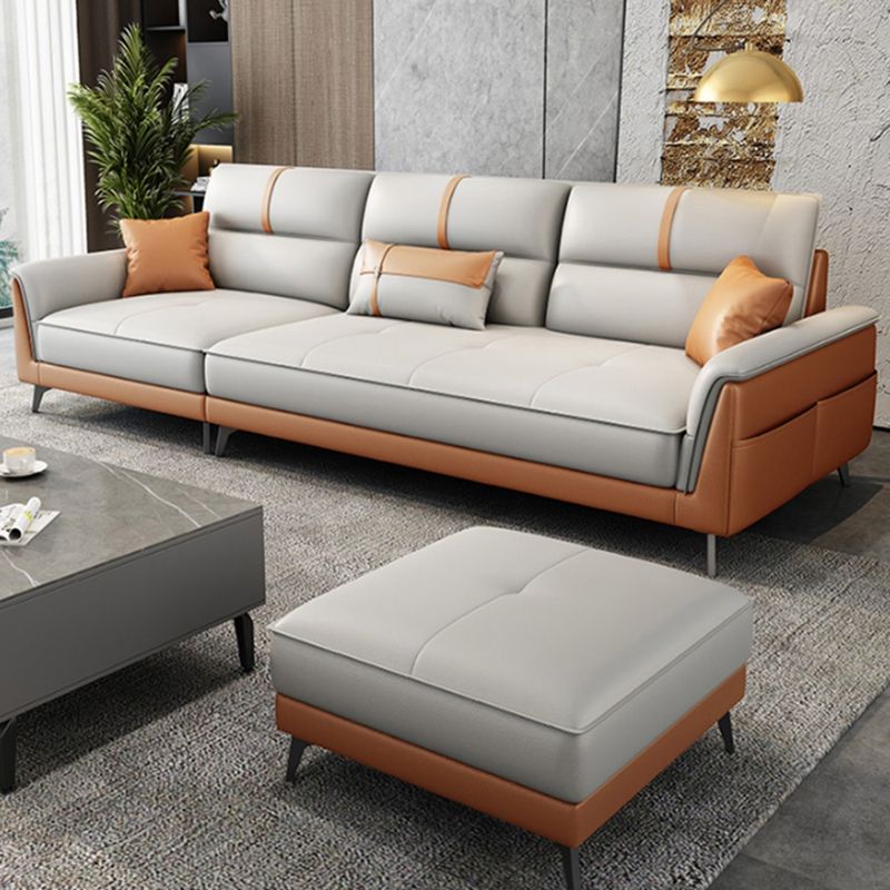 35.43" Wide Contemporary Sofa Faux Leather with Pillow Top Arm Cushions Sofa