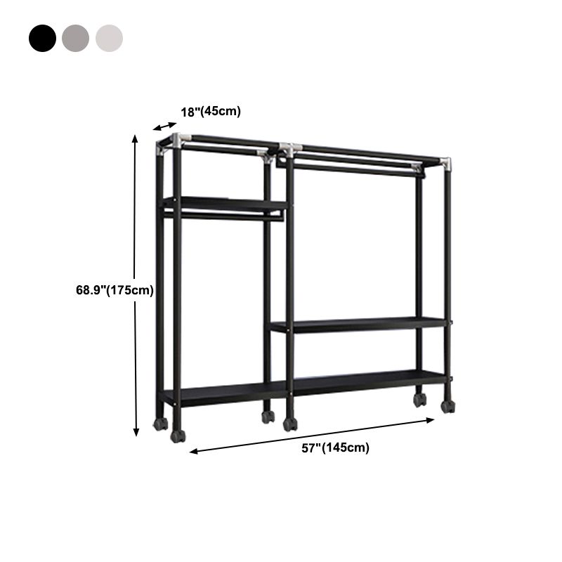 Contemporary Style Wardrobe Armoire Metal Frame Armoire with Garment Rod for Home