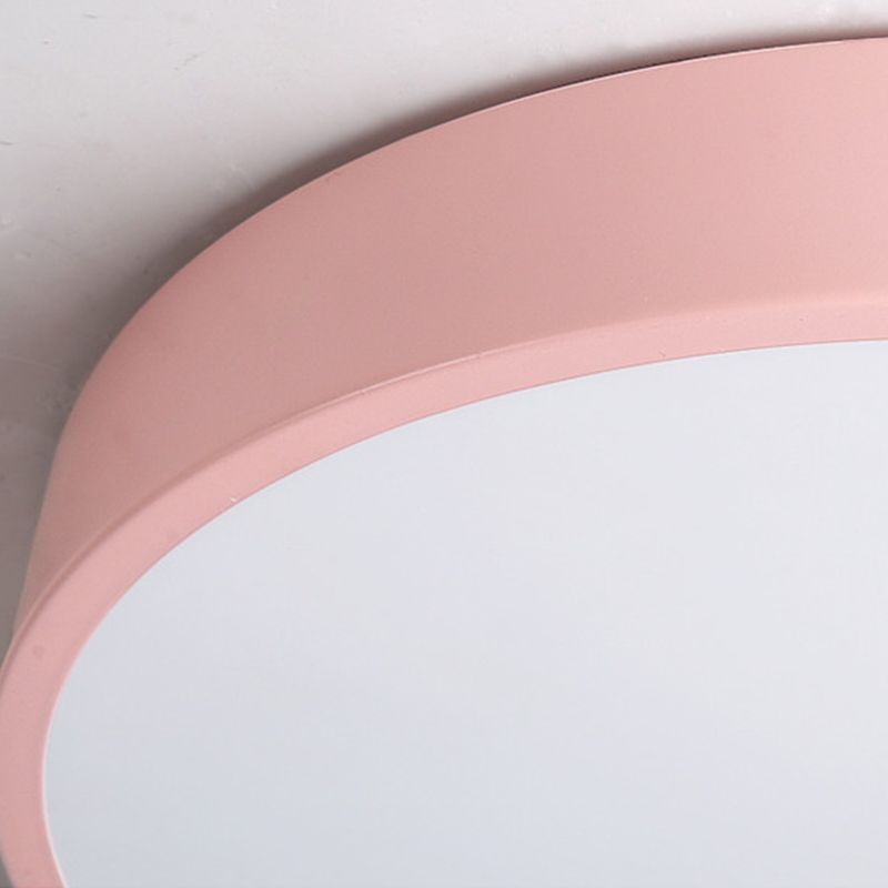 Metal LED Flush Mount Macaroon Circle Ceiling Mounted Fixture for Bedroom