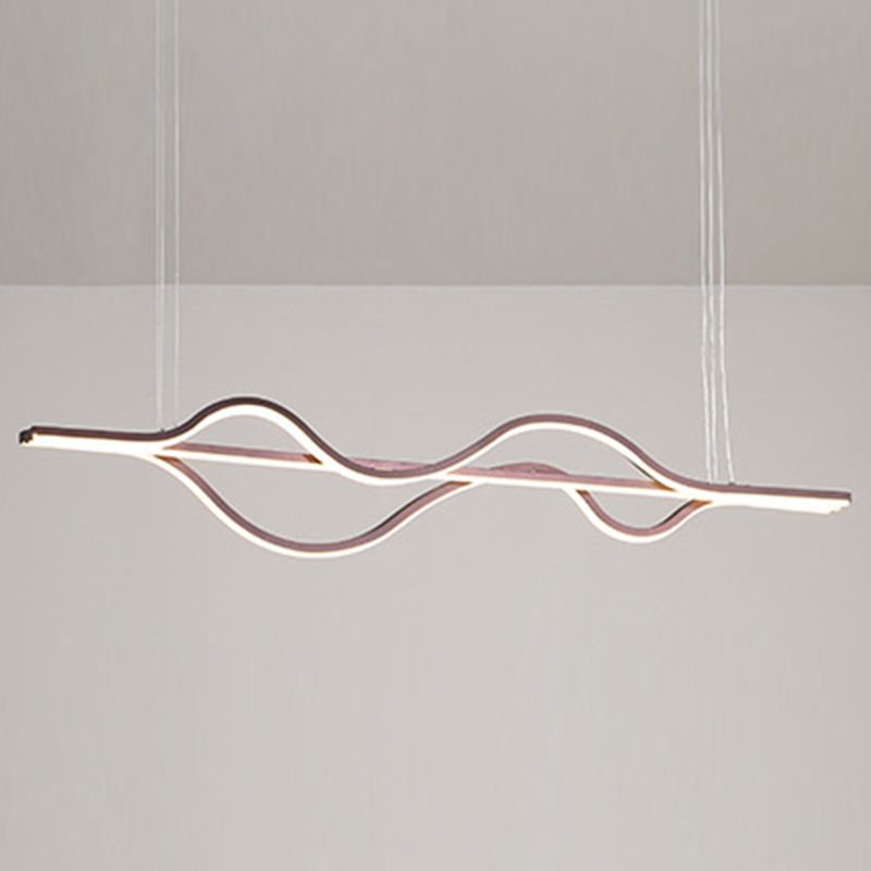 Vague grande cuisine pendante lumières aluminium moderne simplicité île île lustre lumières pour restaurant