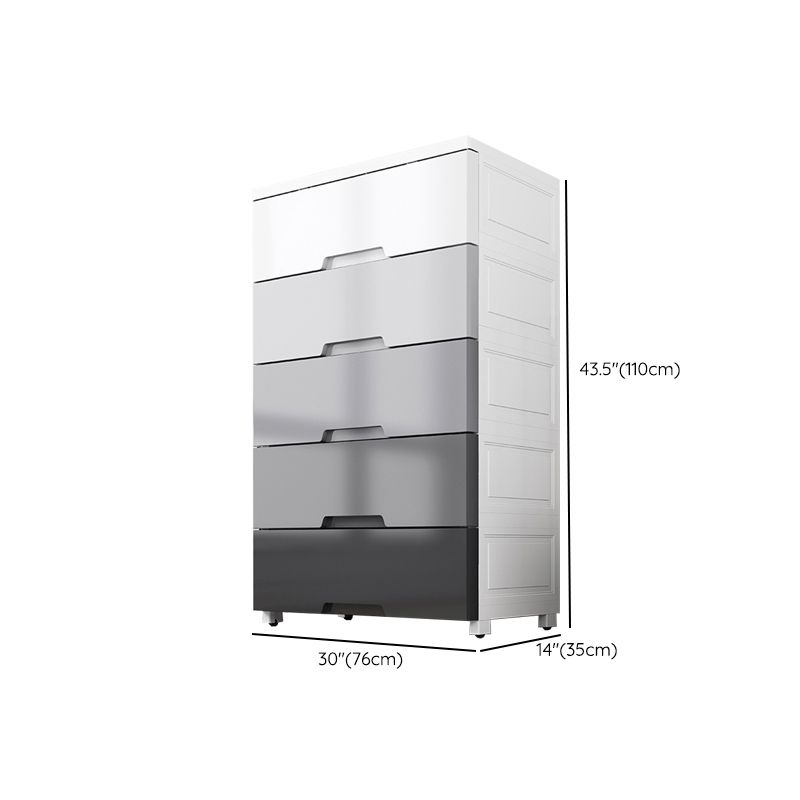 Contemporary Plastic Storage Cabinet for Bedroom Grey Cabinet with Drawers