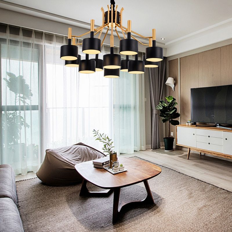 Drum Shade Chandelier Light Post-modern Metal Living Room Suspended Lighting