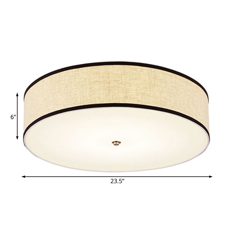 Drum Ceiling Mounted Light Simple Fabric 16"/19.5"/23.5" Dia LED White Flush Mount Lamp