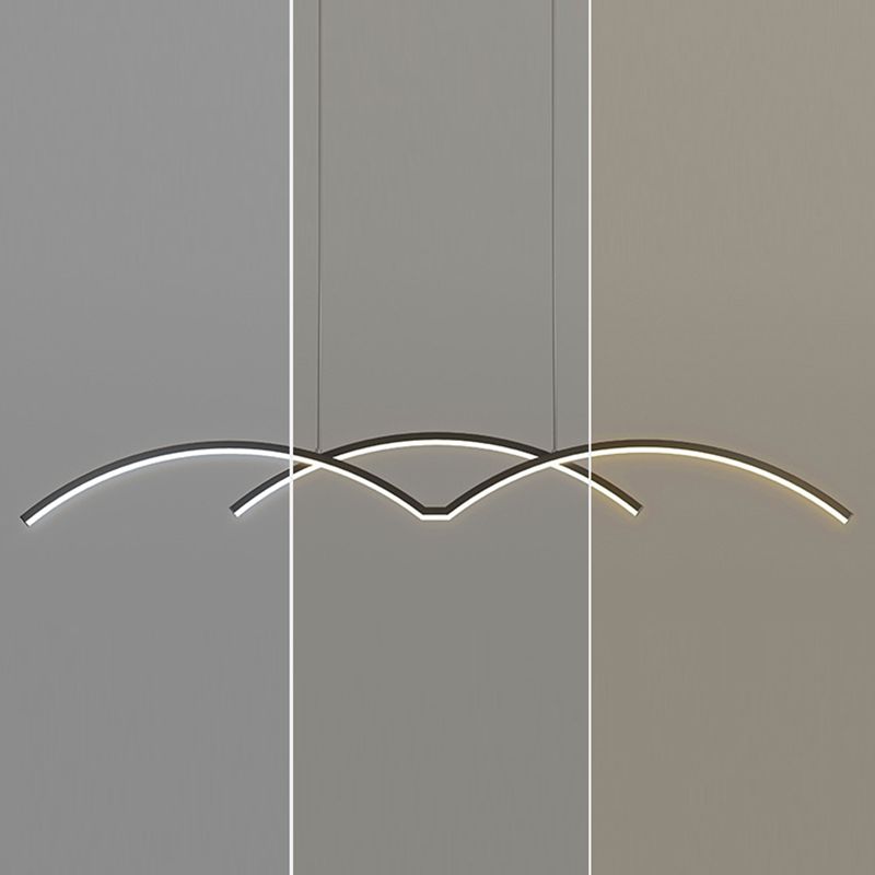 Linear 2 - Light Kitchen Light Fixture Contemporary Metal LED Ceiling Pendant Lighting
