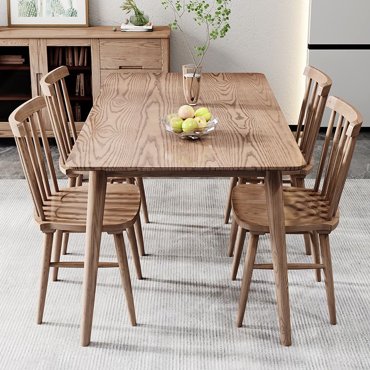 Legno rettangolo in tavolo da pranzo marrone Tavolo di cenere moderno con 4 gambe per il ristorante
