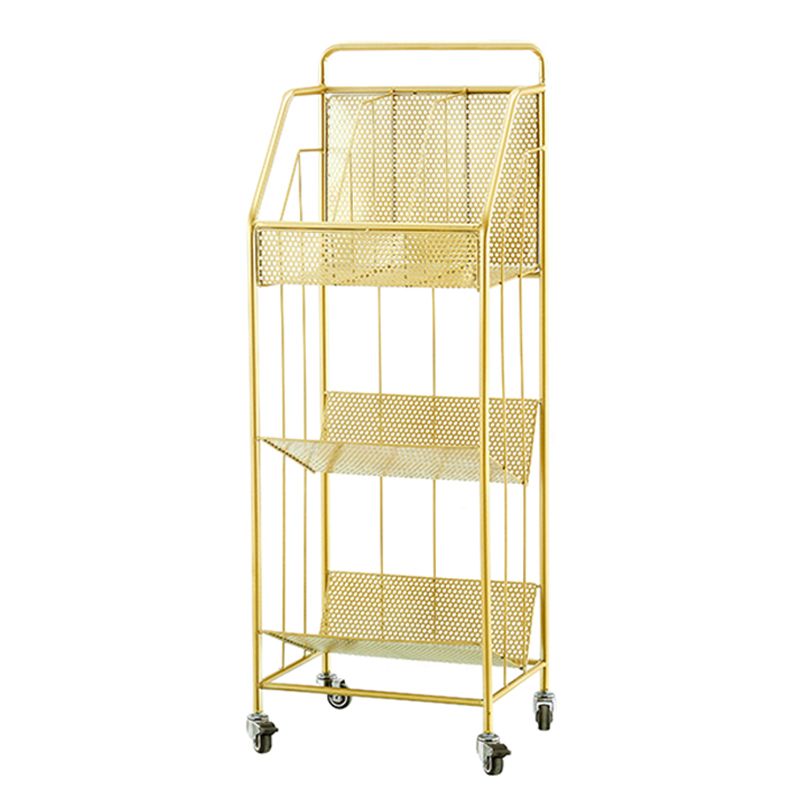 Glam Antique Finish Bookshelf Metal Etagere Shelf Bookcase with Shelves