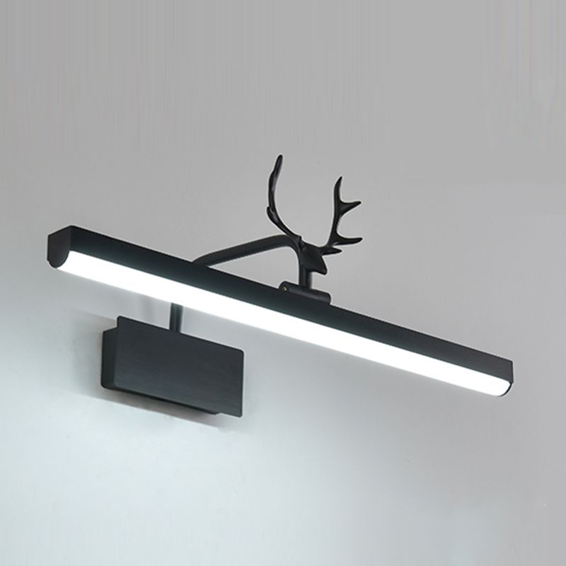 Metal Linear Shade Wall Sconce Modern Style 1 Light Mirror Wall Light Fixture in Black