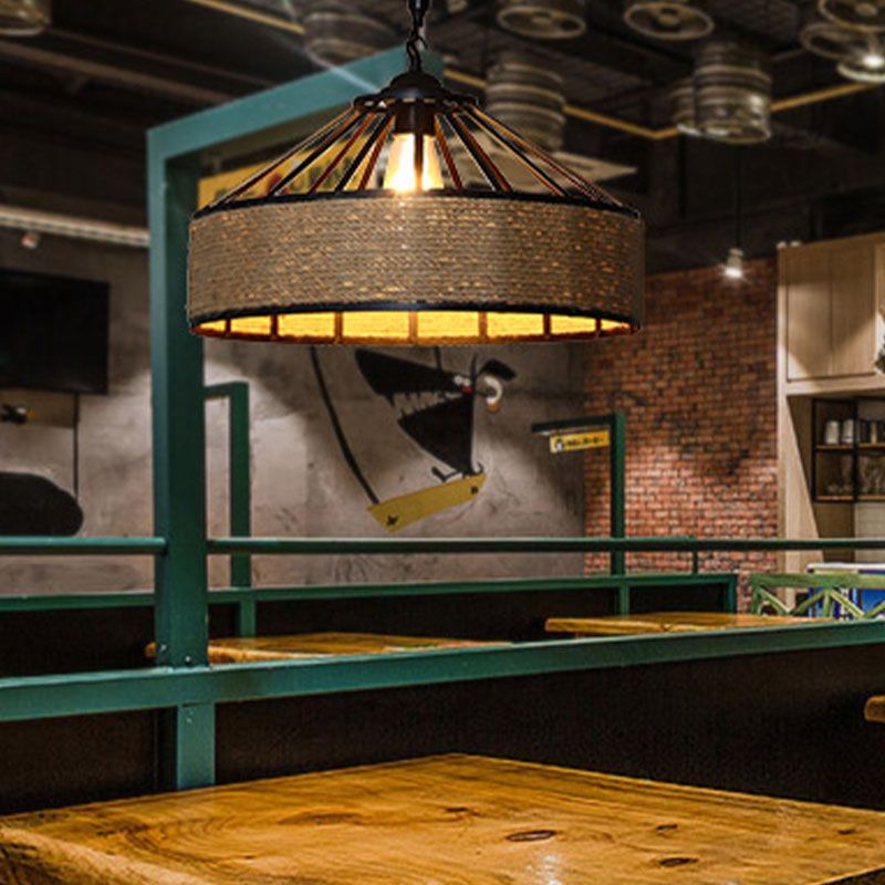 Lampada a sospensione geometrica a pendente lampada a sospensione in stile retrò la luce del soffitto in beige