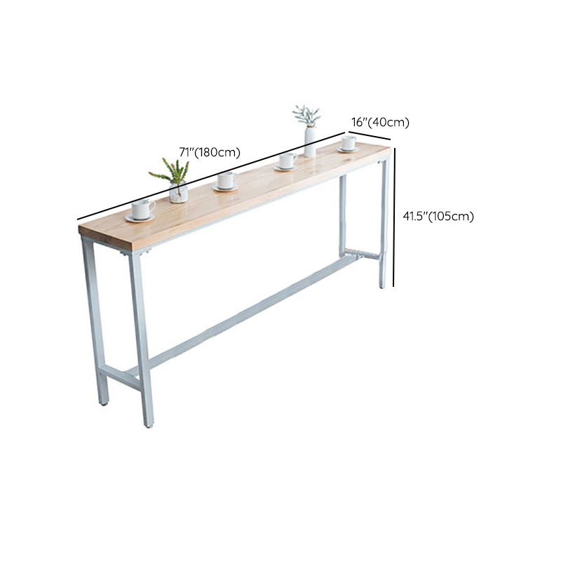Rectangular Bar-height Table Solid Wood Top Pub Table with Metal Base