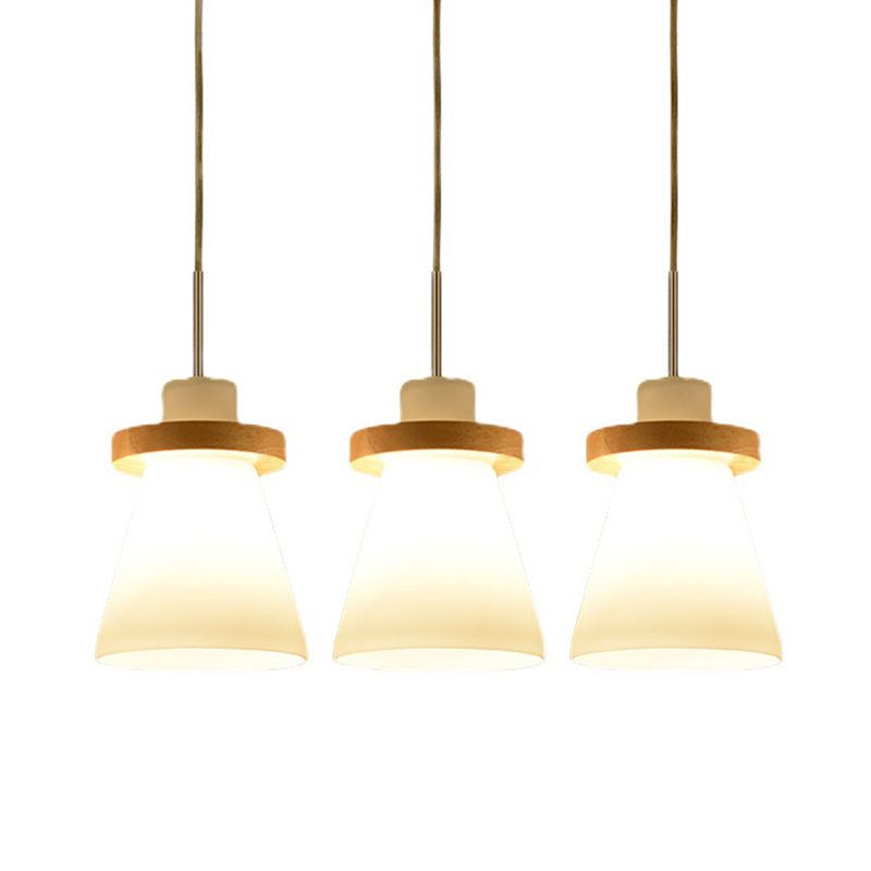 Wood Geometric Suspended Light Modern Simple Hanging Light for Restaurant