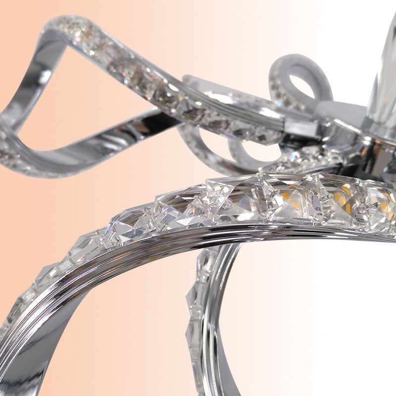 Twist cristallo semifulto illuminazione minimalista a 10 luci lampada a soffitto cromata in luce bianca/naturale