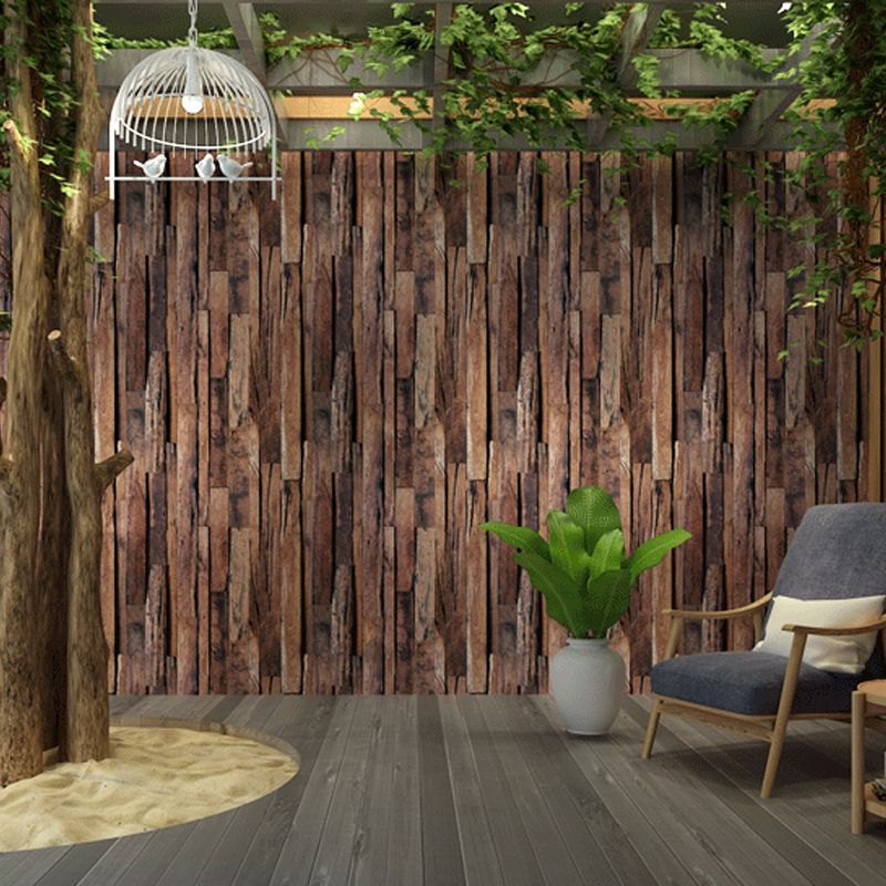 Non-Pasted Wallpaper with Light Brown Wooden Texture, 20.5" x 33'