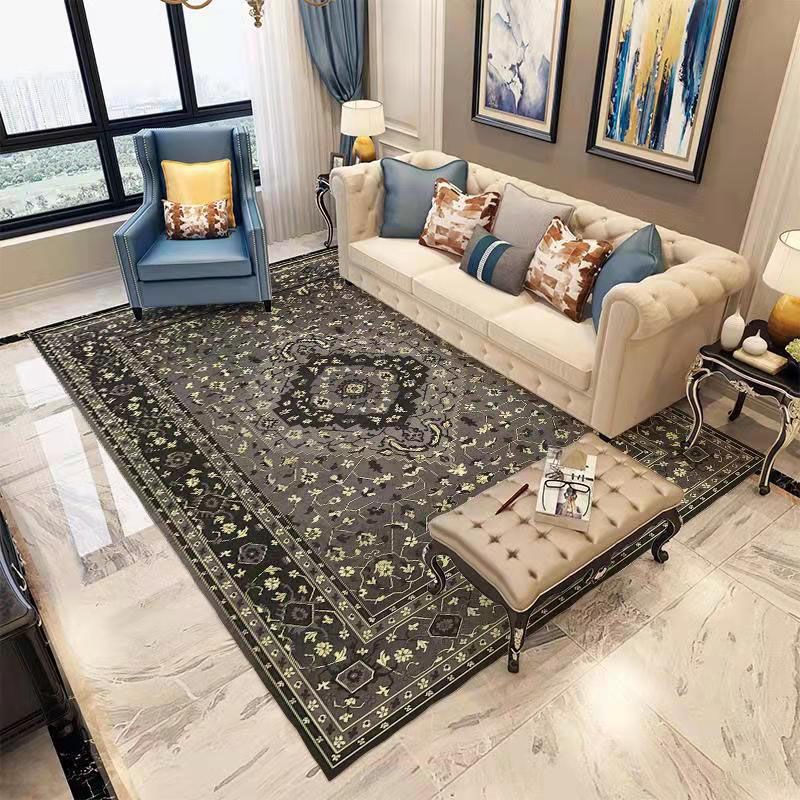 Nostalgia Polyester Rug Tribal Pattern Carpet Antique Stain Resistant Indoor Rug for Living Room