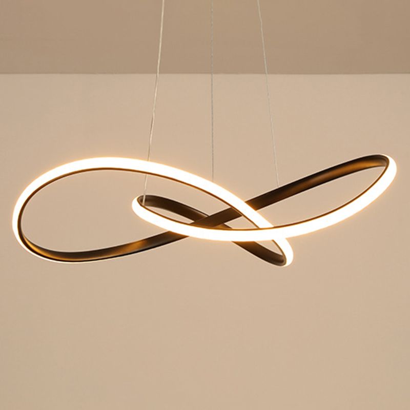 Modern Minimalist Linear Chandelier Light Metal Spiral LED Ceiling Chandelier for Living Room