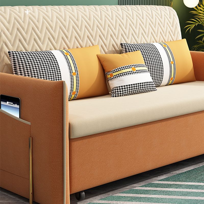 Yellow Faux leather Sofa Bed 36.22" Wide Contemporary Foldable Sleeper Sofa