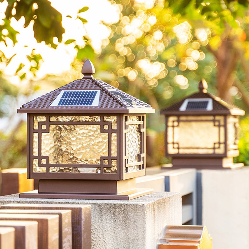 Minimalist LED Solar Lighting Fixture with Glass Shade for Garden