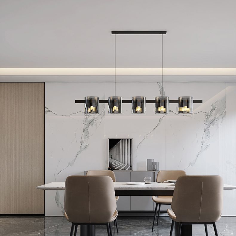 Modern Kitchen Island Lighting with Shape Island Lighting Glass 5 Light Island Lights