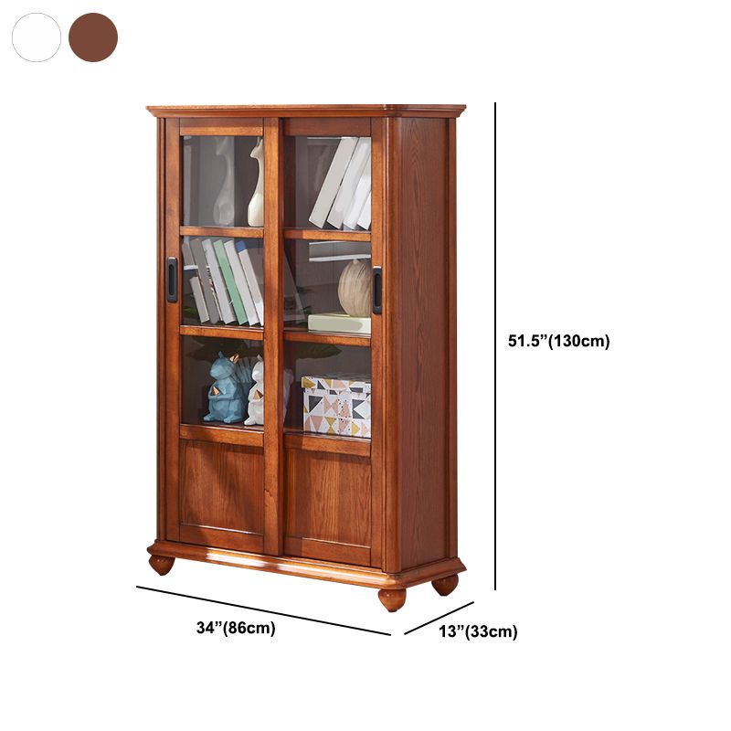 Glam Closed Back Standard Wood Shelf Bookcase for Living Room
