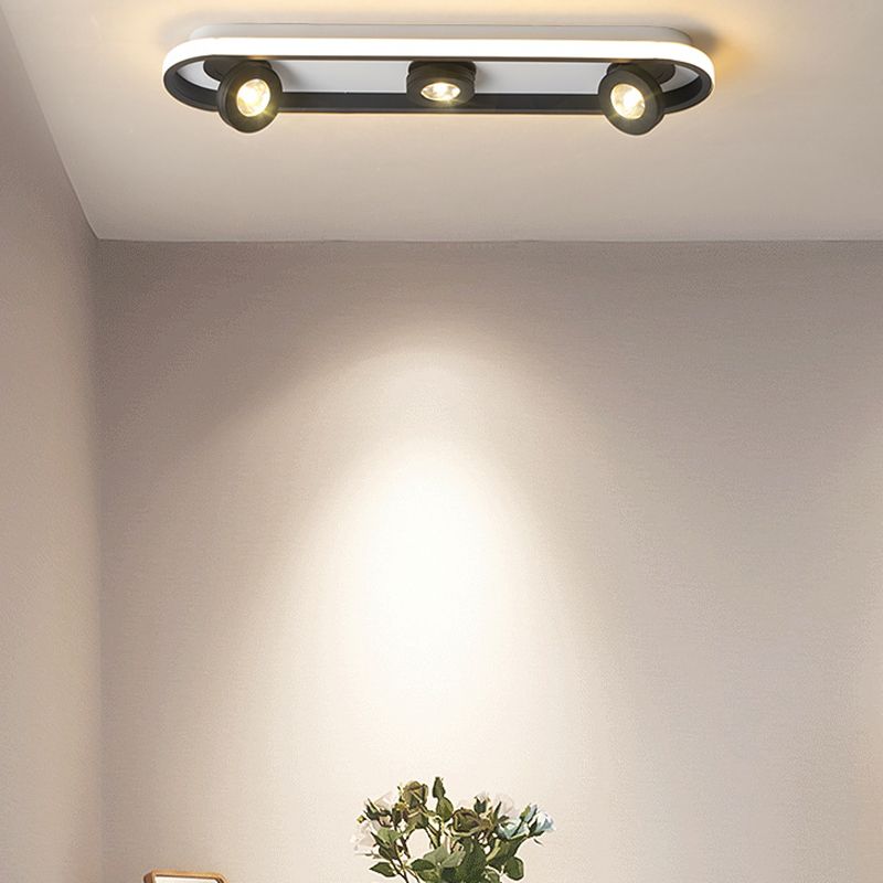 Rectangular Flush Lighting Modern Acrylic 4/6/8 Lights Black Flush Ceiling Lamp in Warm/White Light for Living Room