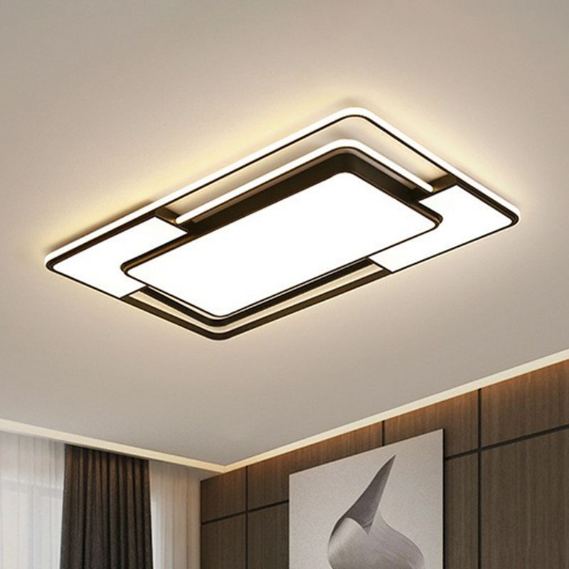 Empalme LED integrado Sala de estar de aluminio moderna con lámpara de techo incorporada, negro