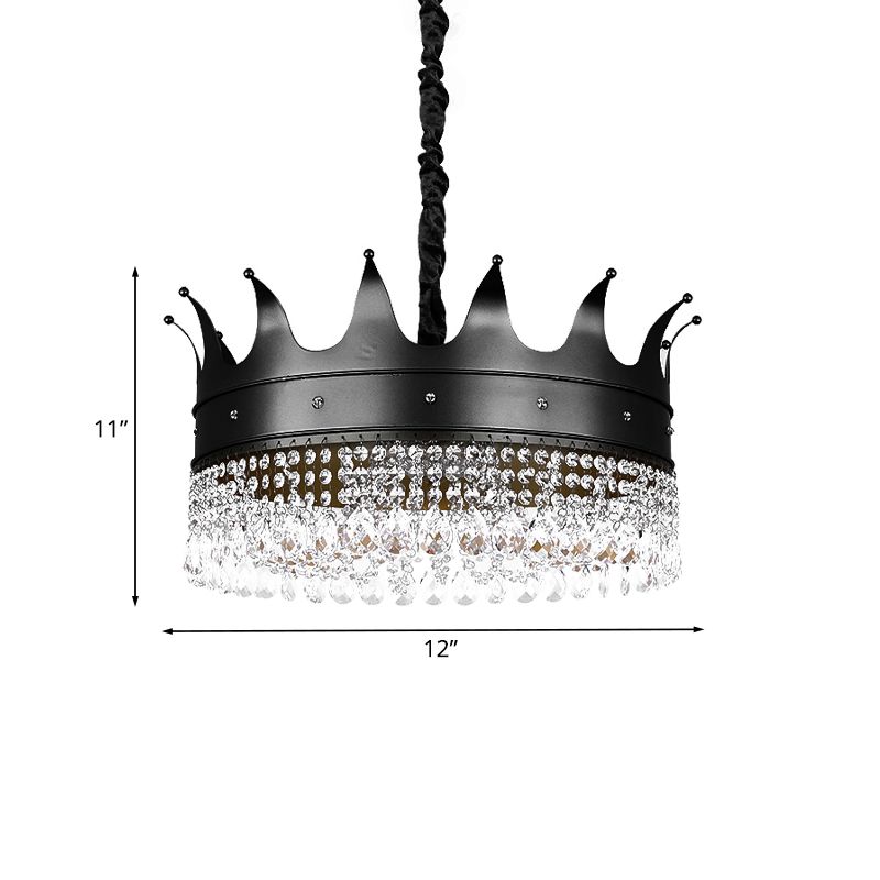 Bambini 4/5/5/6 luci a pendente lampadario nero a forma di corona a forma di crynal Ap apolpito con tonalità metallica