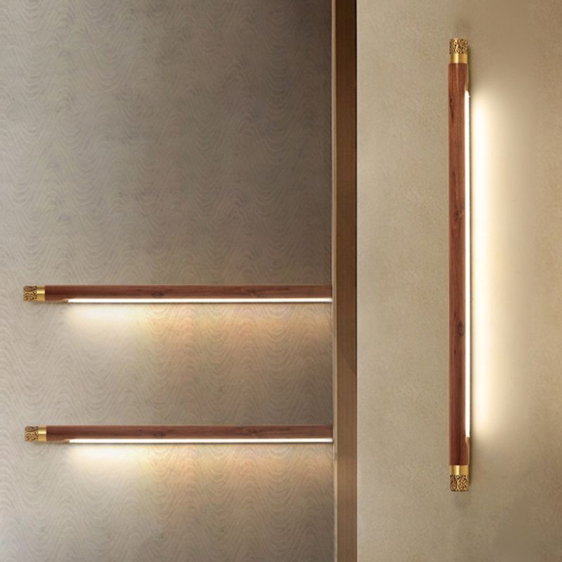 Modern Style Wood Vanity Light Cylinder Shape 1 Light Vanity Lamp for Shower Room