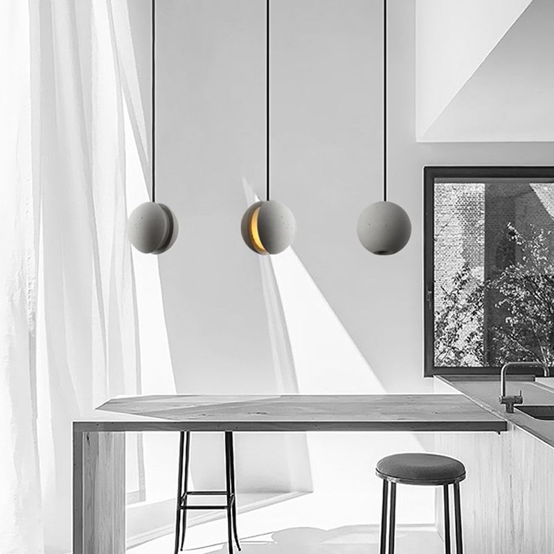 Funzione illuminazione a sospensione sferica Stile Nordico Cemento Grigio Servitore a sospensione Luce del soffitto