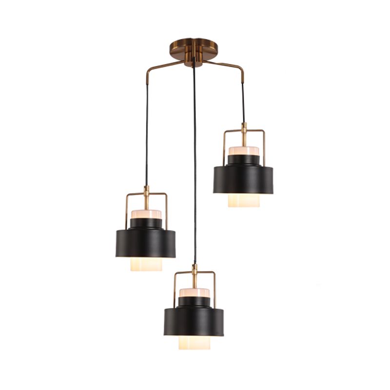 Lampe de suspension de suspension finale noire moderniste en métal en métal en forme de tambour