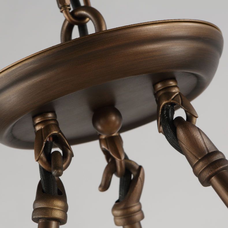Wagon Wheel Light Fixture Traditional Multi-Head Chandelier Pendant Light with White Fabric Shade