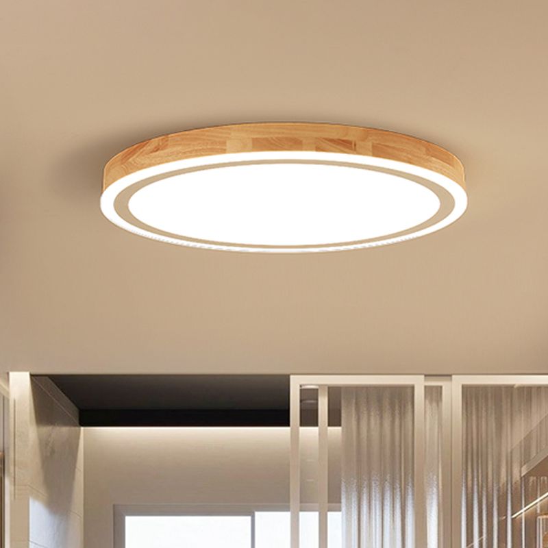 Kit de plafonnier LED en bois naturel, éclairage rond Super fin de 12/15 pouces de diamètre, de Style nordique, pour chambre à coucher