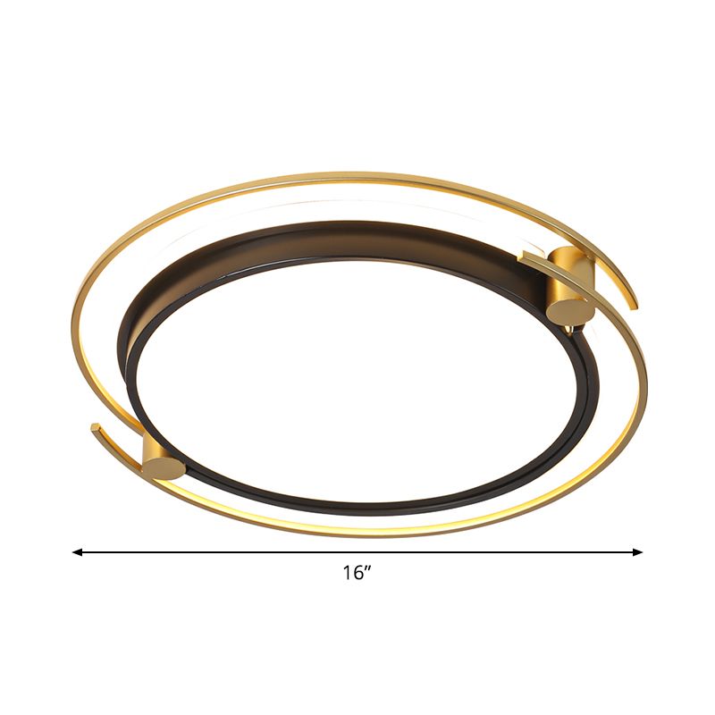 Modern Rounded/Square Flush Ceiling Light Acrylic LED Bedroom Flush Mount Lamp in Black-Gold