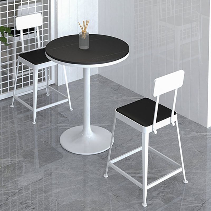 Contemporary Restaurant Iron Barstool Matte Finish Footrest Stool