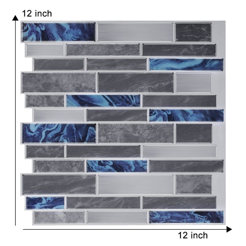 Mosaics Tile Peel Wallpaper Panels Rustic Beautiful Marble Brick Wall Decor in Grey, 12' x 12"