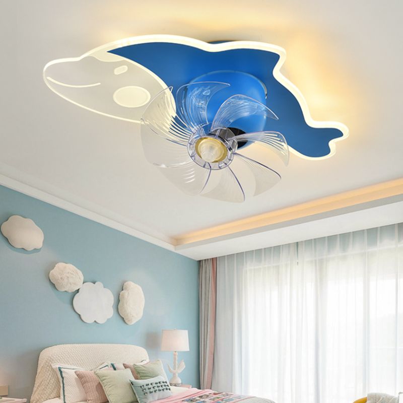 Cartoon LED Plafond lampe à fans à 360 degrés Rotatif pour enfants SEMI SEMI MOUR MONT